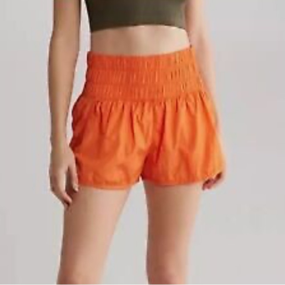 Free People movement Orange High-Waisted Shorts